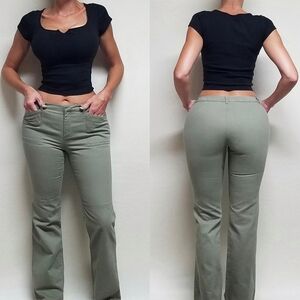 90s Vintage Lauren Ralph Lauren Cotton Olive Green Low Rise Bootcut Cargo Jeans